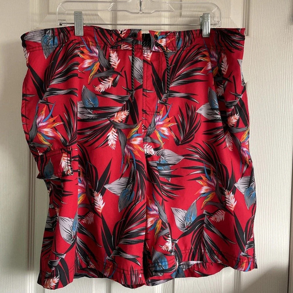 Hawaiian Mens Board Shorts Size XL 40-42 Lined Pockets Drawstring Tropic… - Picture 1 of 11
